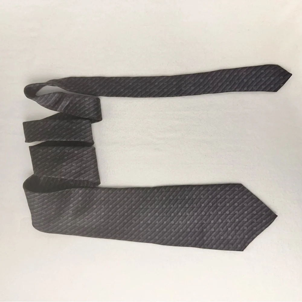 Arrow Men’s Tie Imported Silk Vintage Grey Geometric Necklace Office